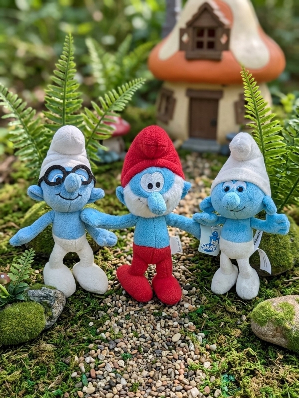 Smurf Plush Trio - Papa Smurf, Brainy And Hefty